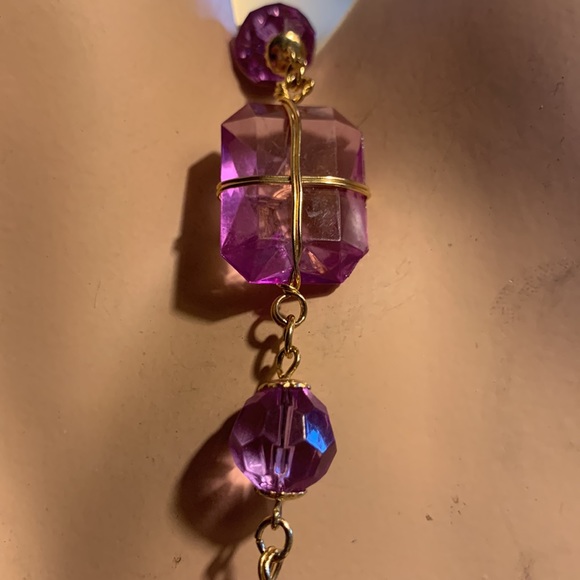 CHUNKY FAUX COSTUME AMETHYST NECKLACE PURPLE - Picture 11 of 11